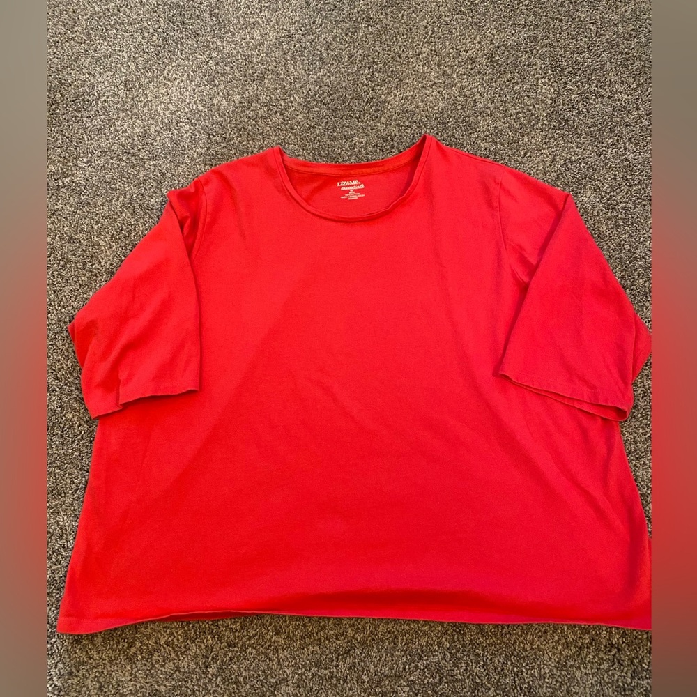 LIZ & ME CATHERINES Solid Color Blouse Pink ¾ Sleeve PLUS SIZE 26/28 T-Shirt